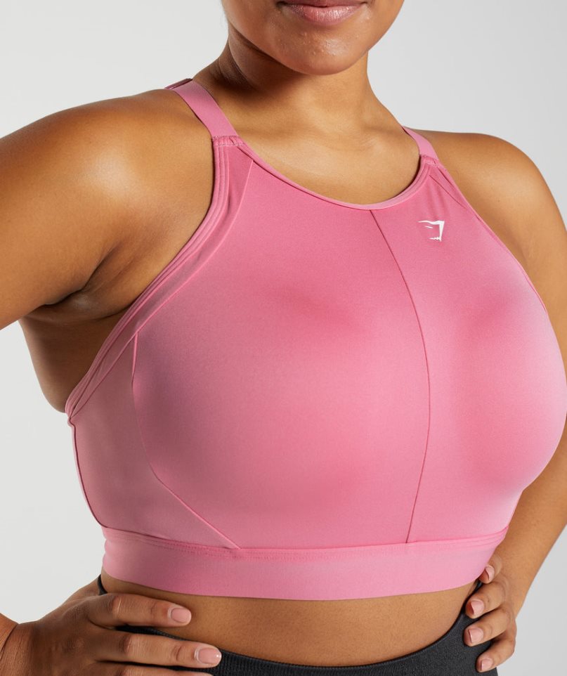 Women's Gymshark High Neck High Support Sports Bra Pink | CA 607AN3